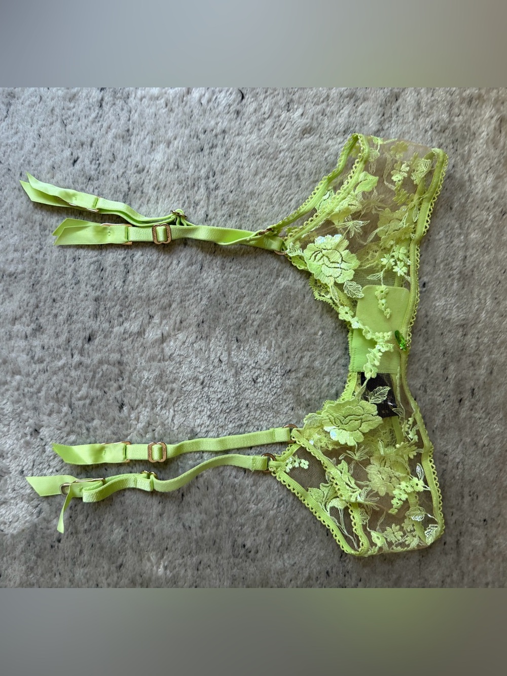 Honey Birdette Sheer Lace Garter Bralette in Neon Lime